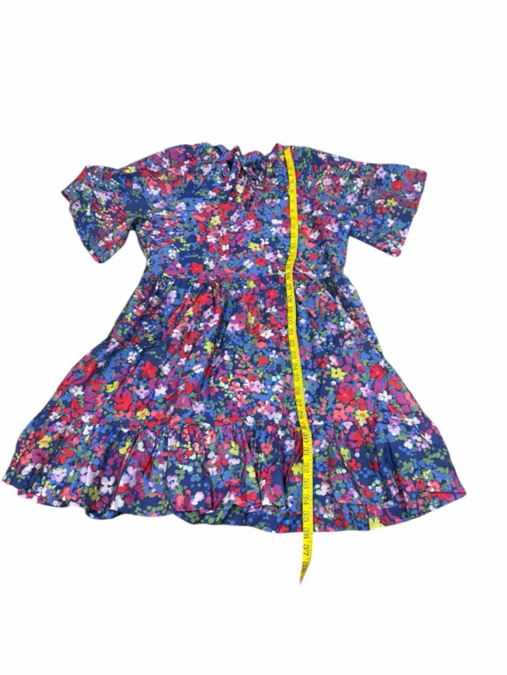 Summersalt Floral Print Tie Neck Tiered Knee Length Size S/M Beach Coastal - Picture 10 of 11